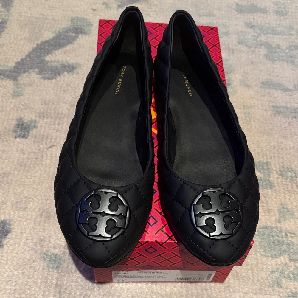 Tory Burch Black Quilted Loafers
